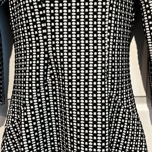 Calvin Klein Black/White 3/4 Sleeve Fit & Flare Dress Size 4 - Picture 3 of 12
